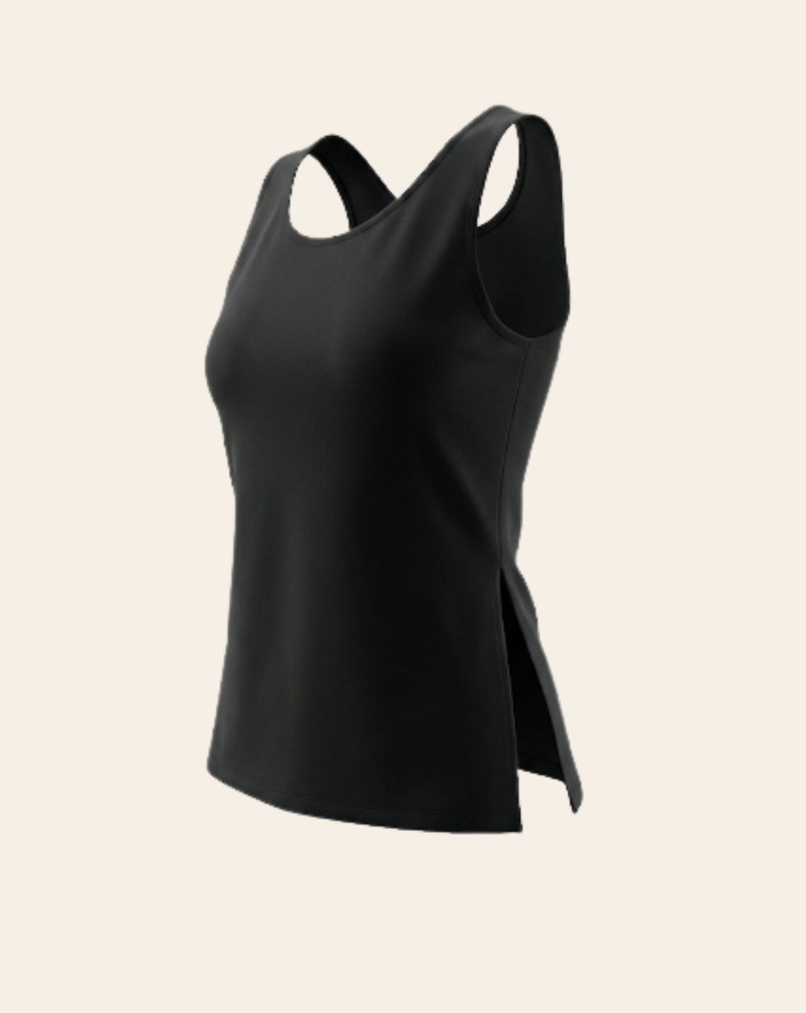 Long Top with Slits - BLACK