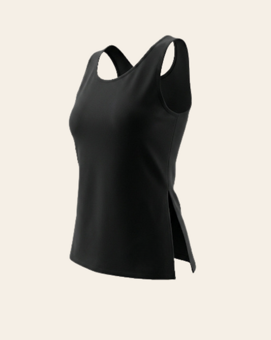 Long Top with Slits - BLACK