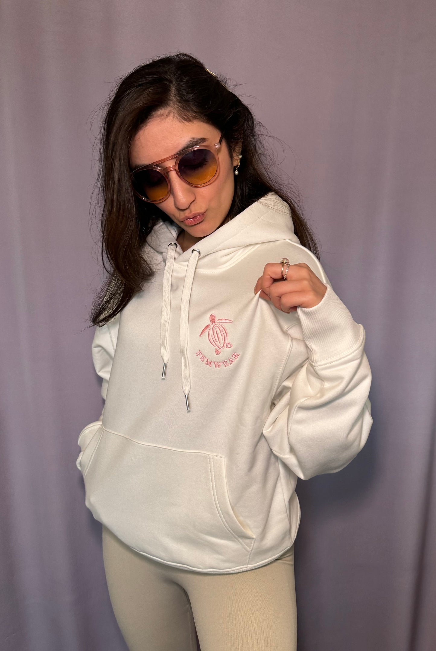 Off White Organic Cotton Unisex Oversized brushed Hoodie